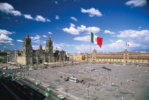 The Catedral Metropolitans is the largest cathedral in the Americas and was built between the 16th and 18th centuries atop a sacred Aztec site. It towers over Mexico City’s grand Zocalo (square) and the Centro Historico. The streets where Jews lived and worked surround the Zocalo.