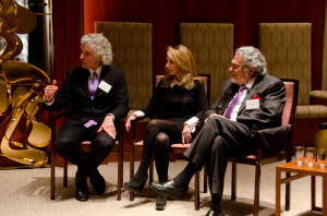 From left, Steven Pinker, Rebecca Newberger Goldstein and Leon Fleisher