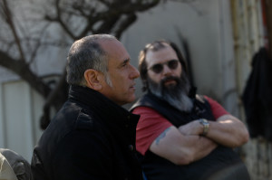 David Broza (left) stands with American singer Steve Earle, who produced Broza's latest album.